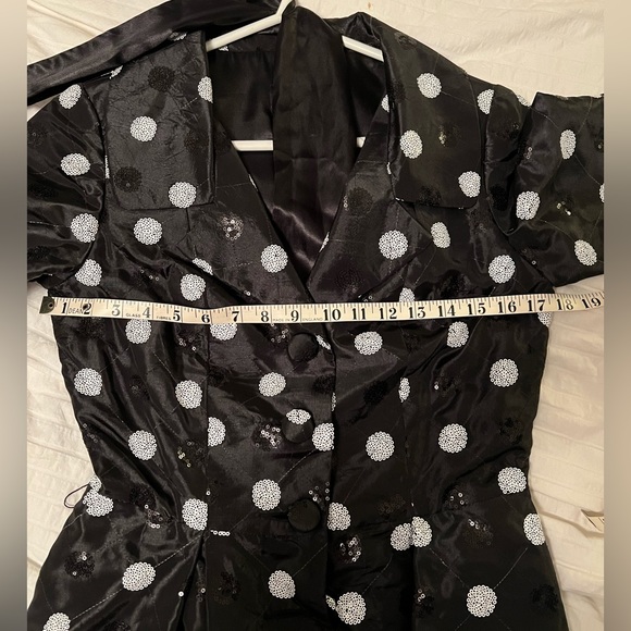 Fashion Crimes Pam Chorley Taffeta Dress - small black with sequin poka dots - Picture 11 of 12